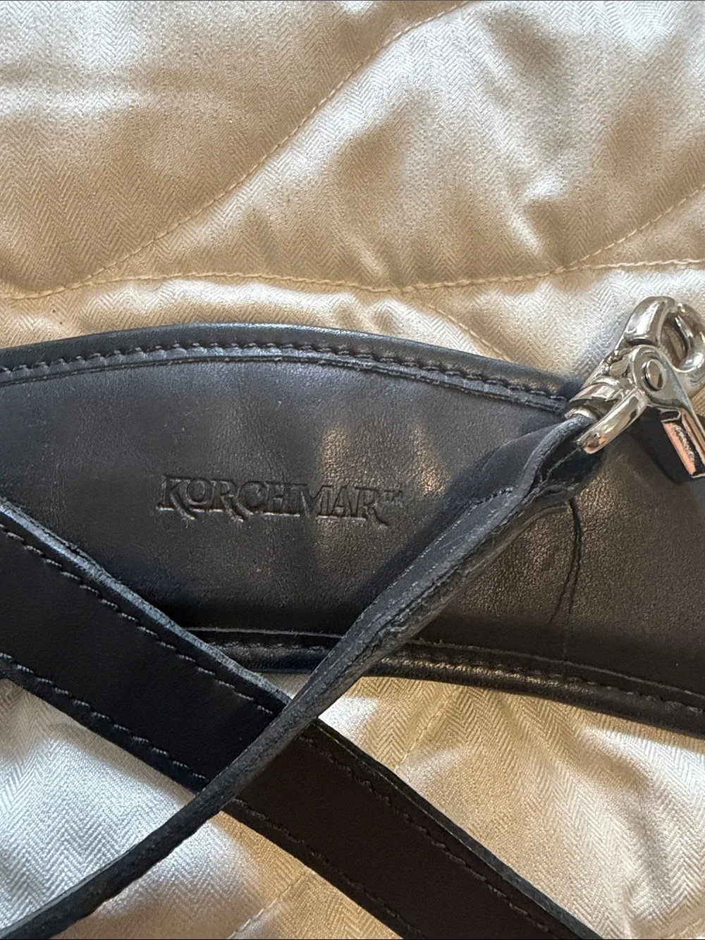 Korchmar Replacement black leather strap harness for briefcase
